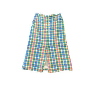 Vintage Pastel Blue Green Pink Plaid Gordon Of Philadelphia Lined Skirt Womens